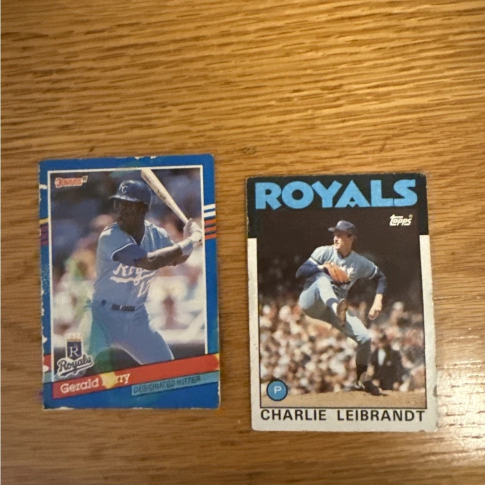 Vintage Baseball Trading Two royals cards Charlie Leibrandt Gerald June Perry